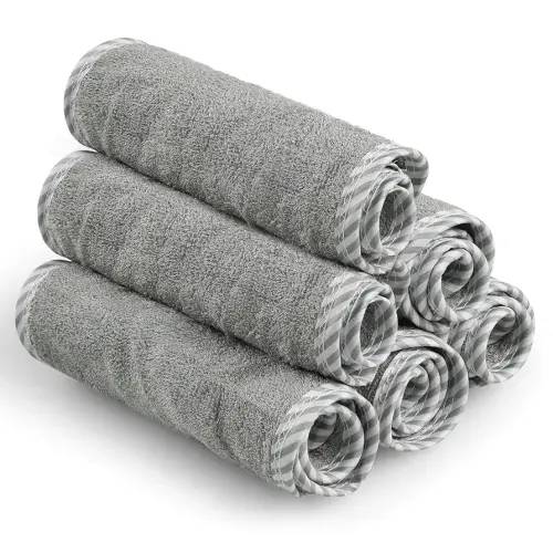 San Francisco Baby Washcloths for Newborn – Rayon from Bamboo Washcloths, Baby Wash Cloths Soft, Wash Cloths for Babies, Baby Wash Cloth – 6 Pieces, Gray