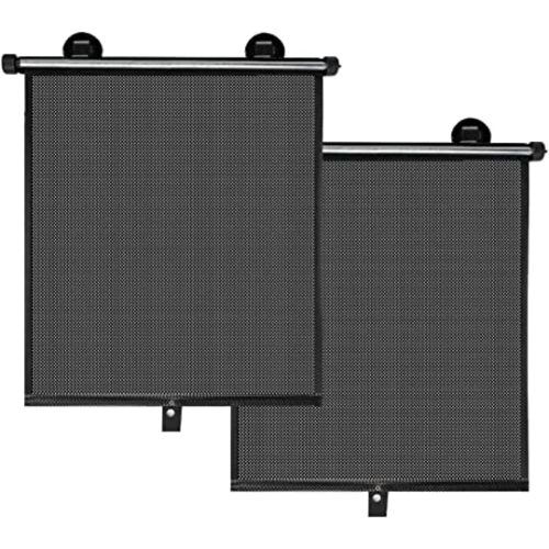 Auto Retractable Roller Sun Shade for Car Window - Block Glare and Heat, 2Pcs