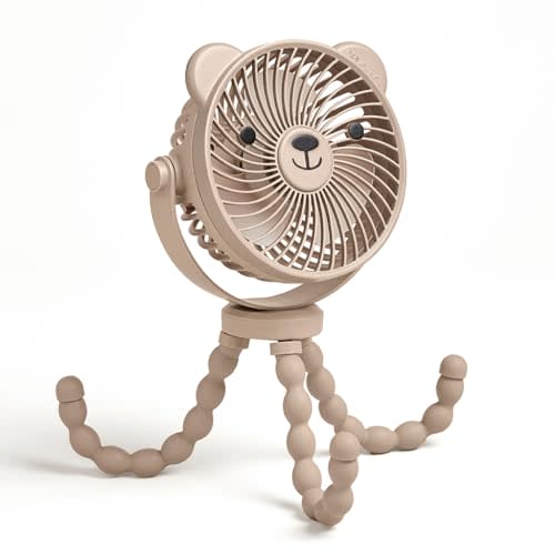 Itzy Ritzy Baby Stroller Fan - Rechargeable Fan Features 360 Degree Swivel, Flexible Wraparound Legs and 3 Speeds (Bear)