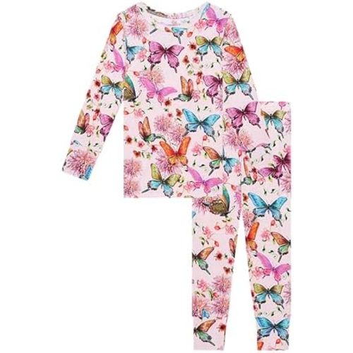 Posh Peanut Girls Pajamas - Soft, Viscose from Bamboo PJs for Kids - Matching, Long Sleeve Toddler Pajamas for Girls