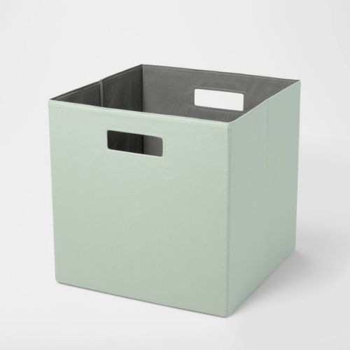 13" X 13" Fabric Bin Chunky Linen Fossil - Brightroom™: 13 Inch Storage Cube, Decorative Storage, Light Gray, No Assembly