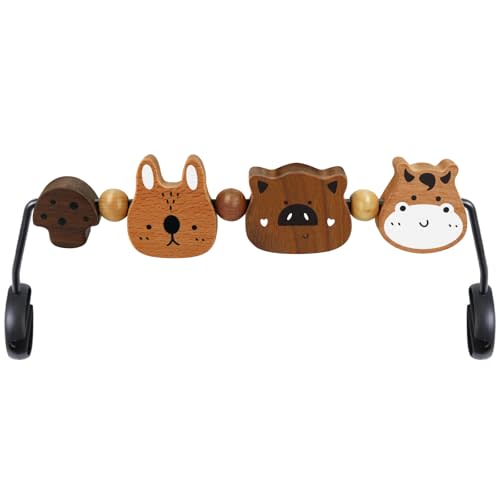 iGRATENS Baby Bjorn Bouncer Toy Bar - Toy Bar for Baby Bouncer Soft & Bliss, Easy to Attach and Remove, 360°Rotating Natural Wooden Toys, Exciting Design for Curious Babies, Farm Animals