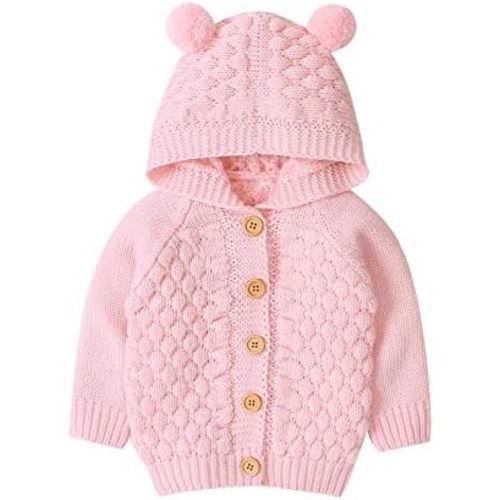 Baby Boys Girls Long Sleeve Button Front Hooded Sweater Toddler Warm Outerwear Sweater