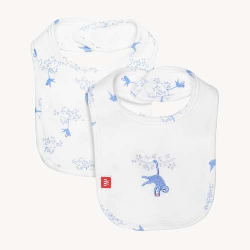 love our friend-chimp organic cotton magnetic stay dry infant reversible bib