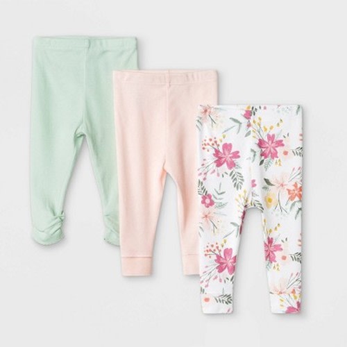 Baby Girls' 3pk Meadow Pull-On Pants - Cloud Island™ White