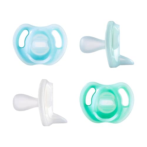 Tommee Tippee Ultra-light Silicone Pacifier, Symmetrical One-Piece Design, BPA-Free Silicone Binkies, 0-6 months, Pack of 4 Pacifiers