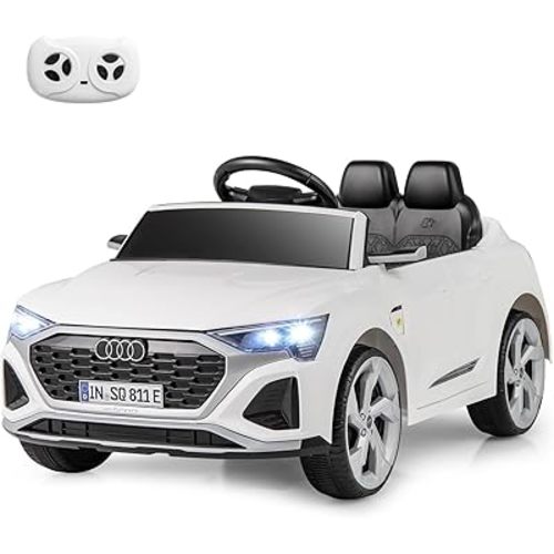 Licensed Audi SQ8 Ride on Car by INFANS, Battery Powered Electric Vehicle for with Remote Control, Adjustable Music, LED Lights, Suspension, Driving Toy Gift for Kids Toddler Age 3+ (White)