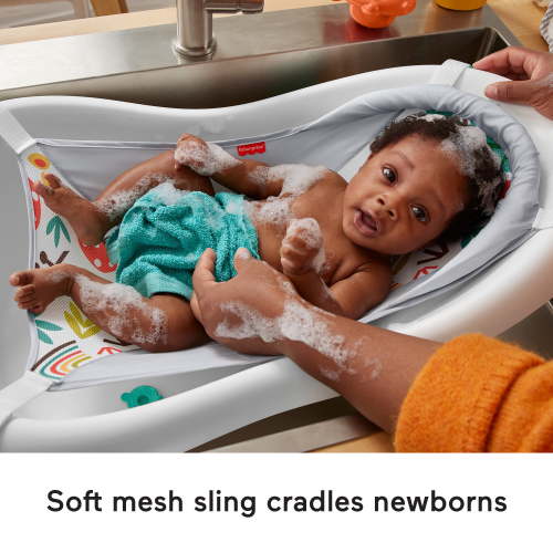 Fisher-Price 4-in-1 Sling ‘N Seat Tub Baby to Toddler, Rigid Baby Bathtubs, Whimsical Forest