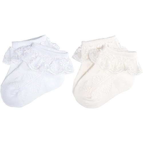 Baby-Girls Eyelet Frilly Lace Socks,Newborn/Infant/Toddler/Little Girls (Pack of 2/3/4/6)