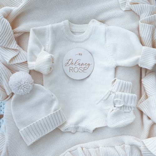 Personalized Knit Sweater Bubble Romper | Ivory