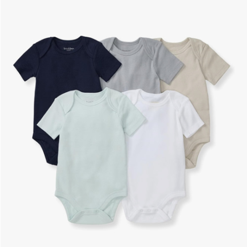 Burt's Bees Baby Bodysuits, Short Sleeve and Long Sleeve One-Pieces, 100% Organic Cotton, Pack of 5