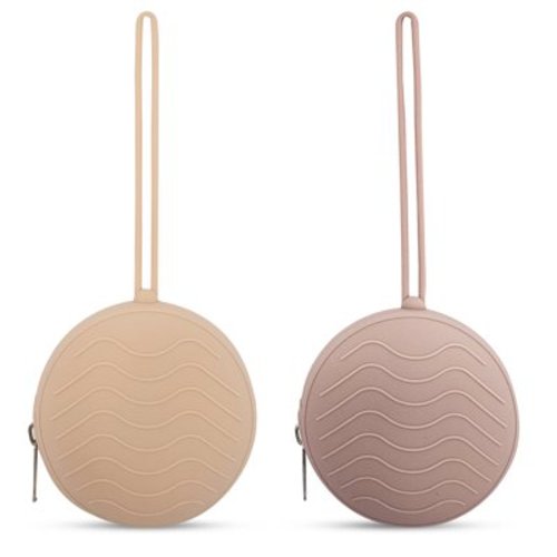 HippoBaby Silicone Pacifier Case, 2 Pack, BPA Free, Portable Diaper Bag Storage Pouch – Durable & Easy to Clean (Sand/Lemonade)