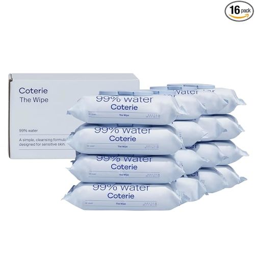 Coterie Baby Wipes for Sensitive Skin, Plant-Based and Plastic-Free Fibers, 99% Water, Hypoallergenic, pH Balanced, Unscented, Clean and Gentle Baby Essentials, 16 Pack, 896 Count