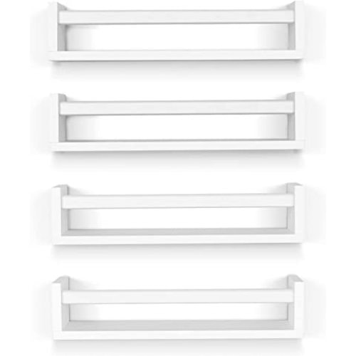 birola Nursery Book Shelves Set of 4,Wall Bookshelves for Kids,Classic White Floating Nursery Shelves for Wall,Baby Safami Nursery Decor(Set of 4 White