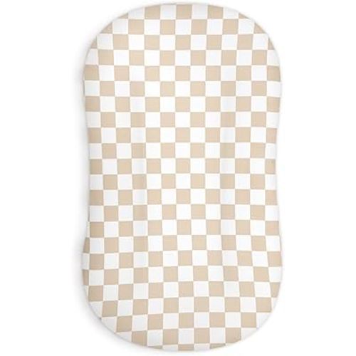 DILIMI Baby Lounger Cover for Boys and Girls, Removable Cover Ultra Soft Comfortable Lounger Slipcover, Light Brown Checkerboard (Lounger not Included)