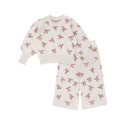 Modern Moments by Gerber Toddler Girl Jacquard Sweater Knit with Wide Leg Pant Set, Sizes 12M-5T