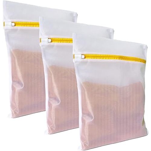 3 Pack Mesh Laundry Bags for Delicates 16inx20in (40cmx50cm), Dryer Safe, Breathable Fine Net, Sturdy Anti-Rust Zipper, Mesh Laundry Bags for Lingerie, Bra, Underwear, Sneakers, Socks, Laundry Club™