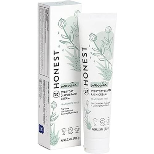 The Honest Company Hypoallergenic Diaper Rash Cream | Moisturizing + Calming Zinc Oxide Ointment | NEA Recognized, Cruelty Free | 2.5 oz