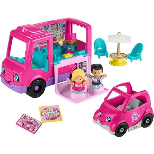 Fisher-Price Little People Barbie Toddler Toy Cupcake Truck Musical Playset with 9 Pieces for Pretend Play Kids Ages 18+ Months