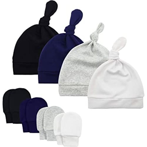 Baby Boy Hat and Mitten Set Knot Baby Beanie for Boys Newborn Hat Winter Infant Caps