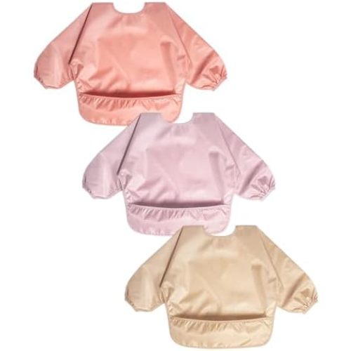 Baby Long Sleeve Waterproof Bibs for Baby Boy Girl,Baby Led Weaning Smock Outfit for Toddler 6 Months-2 Years,3pk