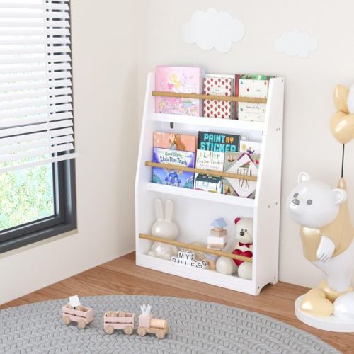 Vynxaria 3 Tier Kids Book Shelf,kids Book Rack, Helps Keep Bedrooms, Playrooms, And Classrooms Organized,white