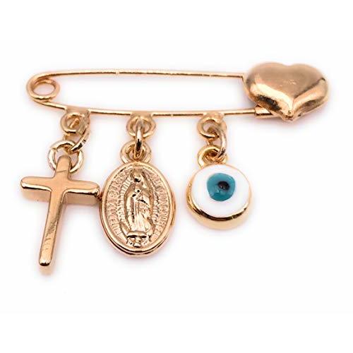 LESLIE BOULES Gold Plated Brooch Pin for New Born Charm Religious Jewelry