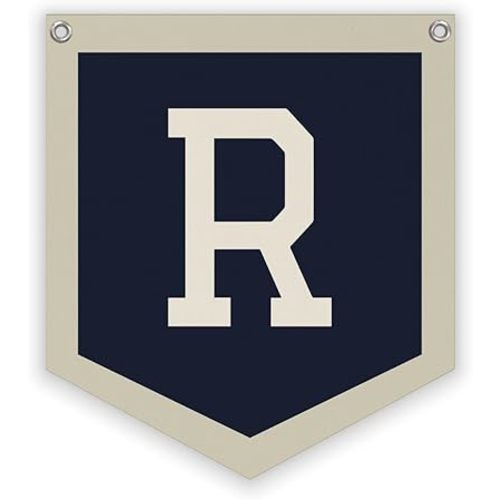 Personalized Baby Gift,Baby Boy Nursery Decor,Initial Pennant，Letter R Banner Flag，Vintage Room Decor Toddler Room Bedroom Playroom Front Door Birthday Christmas Gift，12x14 in