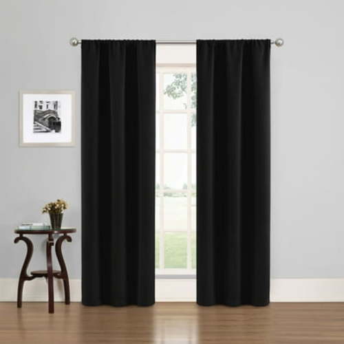 Eclipse Phoenix Solid Blackout Curtain, Panel Pair, Black, 37"W x 84"L