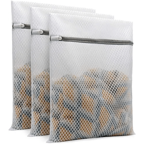 3Pcs Durable Honeycomb Mesh Laundry Bags for Delicates 12 x 16 Inches (3 Medium)