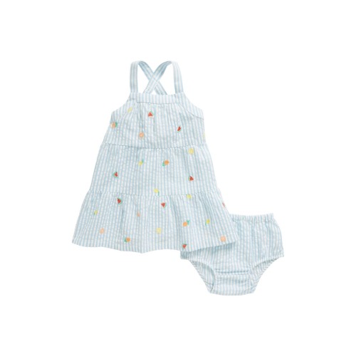 Embroidered Seersucker Tank Dress & Bloomers Set