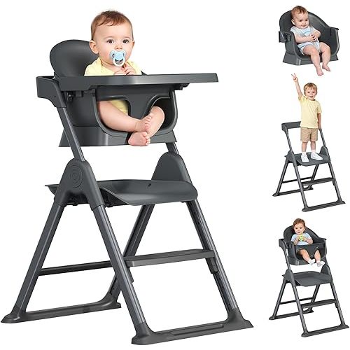 6-in-1 Baby High Chair, Convertible Highchair for Babies to Toddlers, Step Stool for Dining Time, Foldable & Easy Clean, Space-Saving Design, Adjustable, Navy Blue