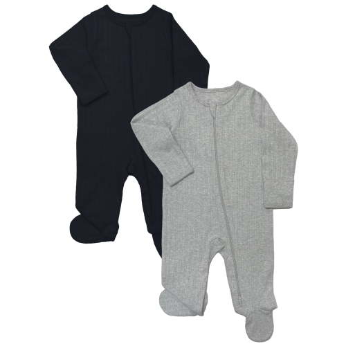 Wonder Nation Baby Gender Neutral Zip Front Footed Sleep N Play Pajamas, 2-Pack, Sizes Preemie-6/9 Months