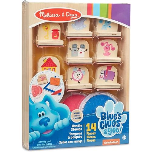 Melissa & Doug Blue's Clues & You! Wooden Handle Stamps and Activity Pad (15 Pieces)