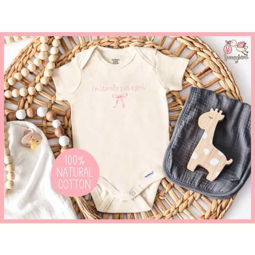 Just a Girl Onesie®, Coquette Baby Bodysuit for Her, I'm Literally Just a Girl Onesie, Pink Bow Baby Romper, Baby Girl Gender Reveal Onesie