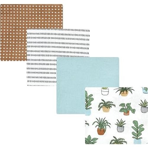 Hudson Baby Unisex Baby Cotton Flannel Receiving Blankets, Plants, One Size