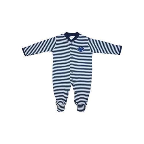 Penn State Nittany Lions NAVY Baby Striped Footed Romper Pajamas