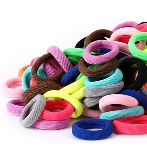 Baby Hair Ties, Cotton Toddler Hair Ties for Girls, Kids Seamless Hair Bands, Girls Elastic Ponytail Holders, Diameter 0.97 Inch and Assorted Colors by Qarwayoc