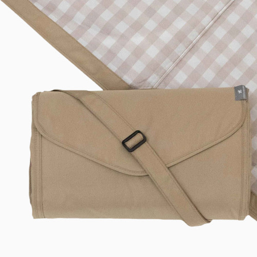 Little Unicorn Outdoor Blanket - Beige Buffalo Check, 5 X 5 Ft