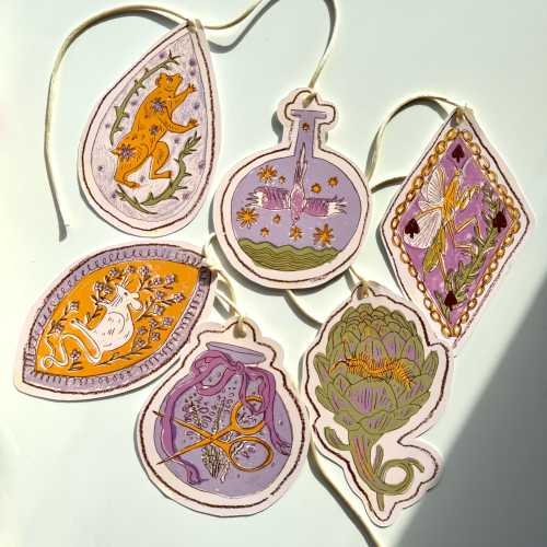 Illustrated Paper Garland - Magpie Mouse Artichoke Magic Bottles