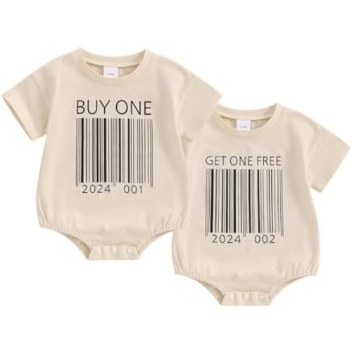 Chloefairy Baby Twins Bodysuit Buy One Get One Romper Summer Short Sleeve Romper Boy Girl Twin Matching Outfits