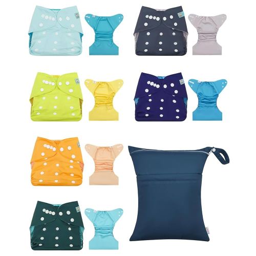 ALVABABY 6 pcs Baby Cloth Diaper Covers with One Wet Bag, Swim Diaper,Cloth Nappy Shell Baby Girls and Boys