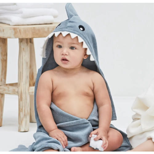 Slate Baby Shark Hooded Bath Wrap