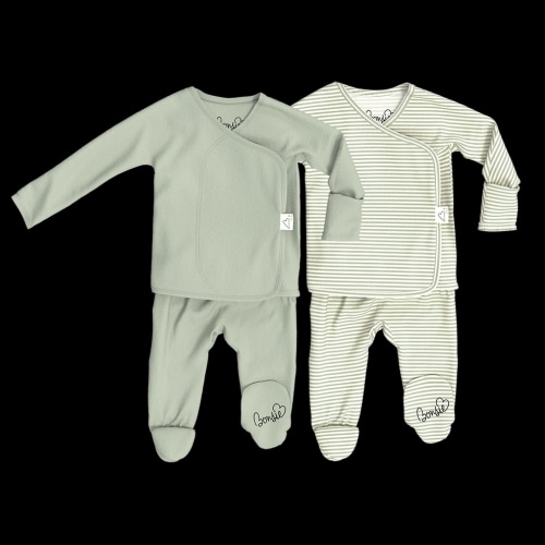 Baby Bundle Footie - Avocado + Mint Twist – Bonsie Skin to Skin Babywear
