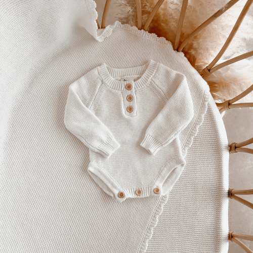 Milk Long Sleeve Knit Romper