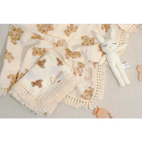 Personalized Cozy Teddy Bear Baby Blanket - Adorable Personalized Gift for Newborns, Showers & Milestone Photos