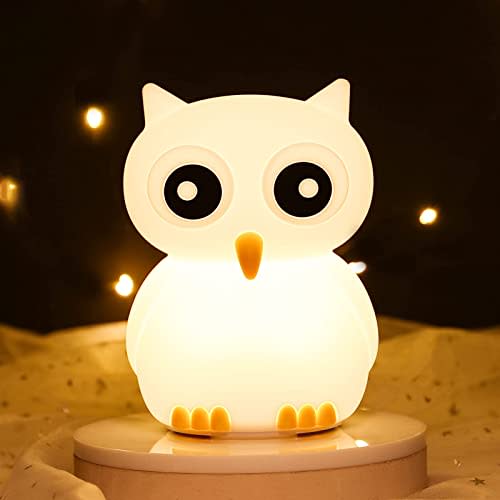 LOVERUIS Owl Night Light - Cute Animal Lamp for Bedroom 7 Color Changing Light with USB Rechargeable for Kids Baby Christmas Gifts (Owl)