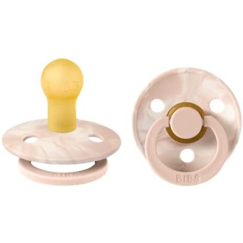 BIBS Tie-Dye Baby Pacifier | BPA-Free Natural Rubber Baby Pacifier | Made in Denmark | Blush / Ivory 2-Pack (0-6 Months)