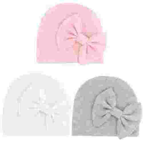 Fall Cotton Long Sleeve Thermal Baby Hats for Kids Pink Butterfly Crew Neck School Newborn Girl Hat Preemie Bow Spring Infant Girls 0 6 Months