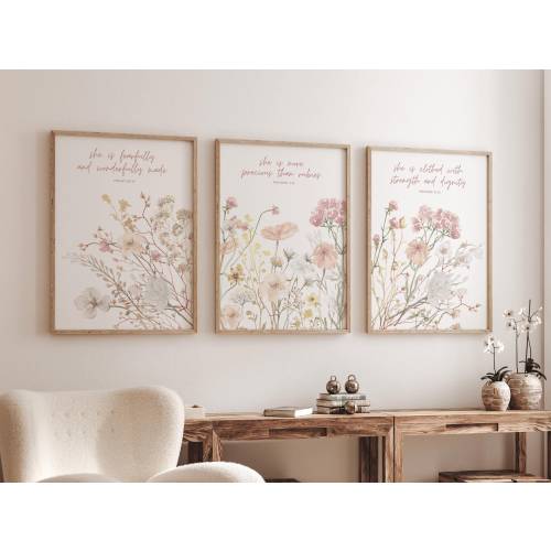 Wildflower Prints, Boho Nursery Wall Art, Wildflower Nursery Decor, Girl Nursery Decor, Floral Nursery Art, Christian nursery, Bible nursery
